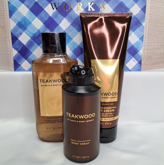 BATH & BODY WORKS 'TEAKWOOD' 3-PIECE GIFT SET BODY WASH, LOTION & MIST - Picture 16 of 16